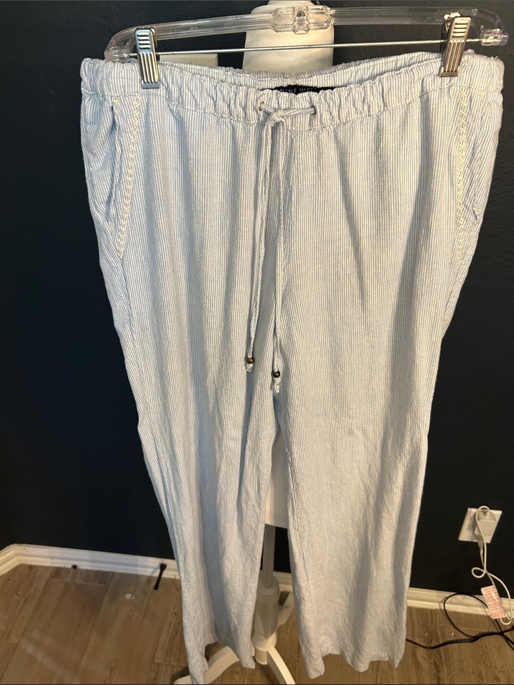 Nine West Light Blue Drawstring Track Pants